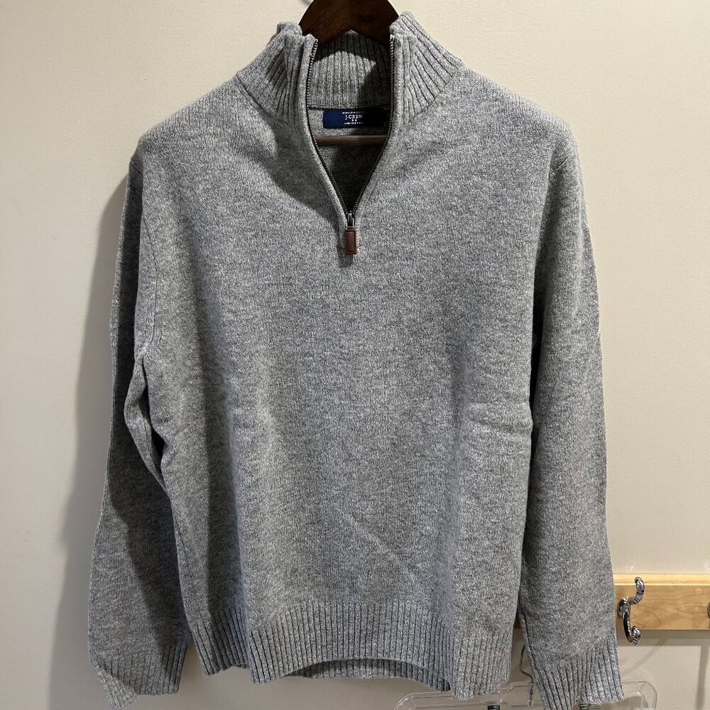 J. Crew Quarter Zip Lambs Wool Mock Sweater - MINT!